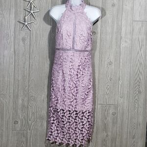 Bardot Gemma Dress Size 6 Halter Embroidered Lace Sleeveless Wedding